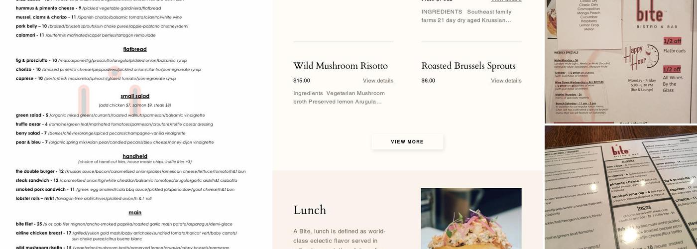 Bite Bistro & Bar Menu
