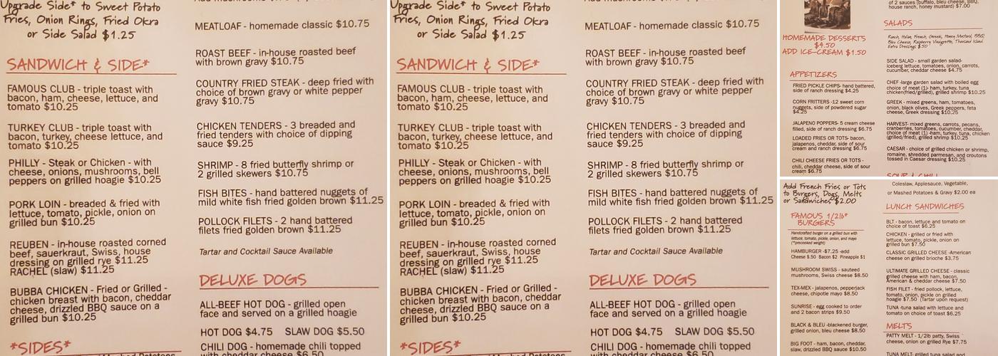 Square Meal Menu