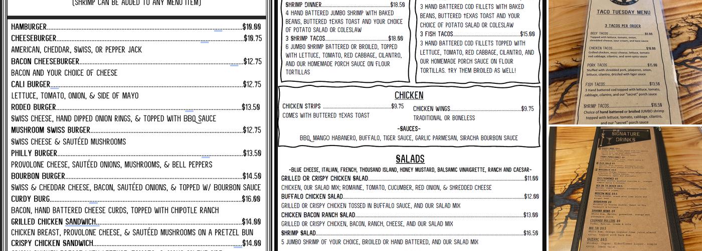 The Front Porch Bar And Grill Menu