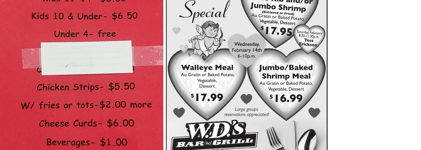 WD's Bar and Grill Menu