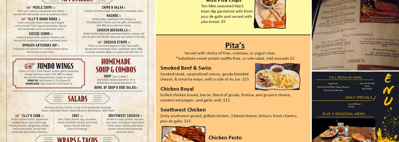 Tilly's Oronoco LLC Menu