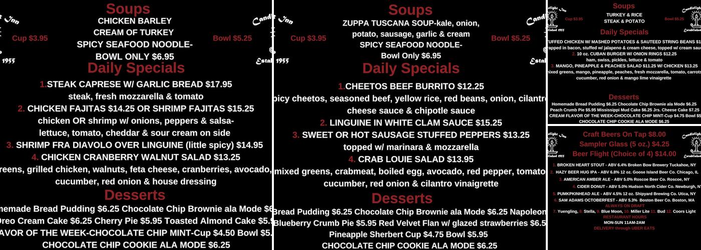 Candlelight Inn Menu