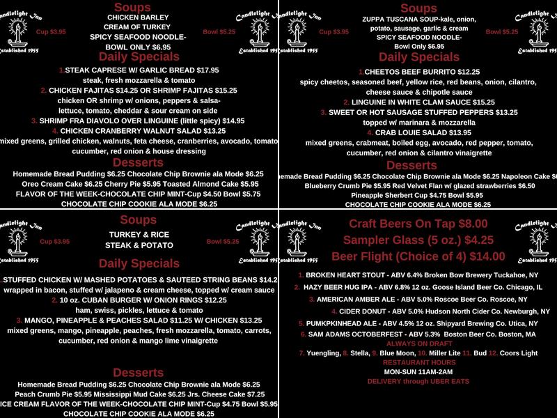 Candlelight Inn Menu