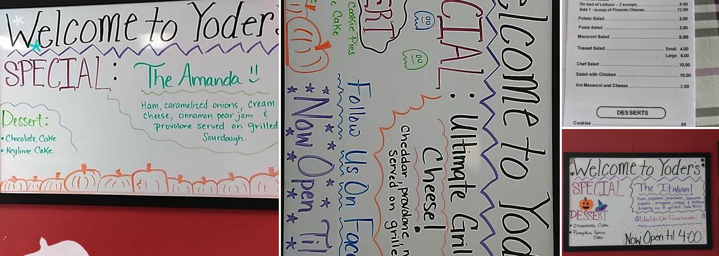 Yoder's Sandwich Shoppe Menu