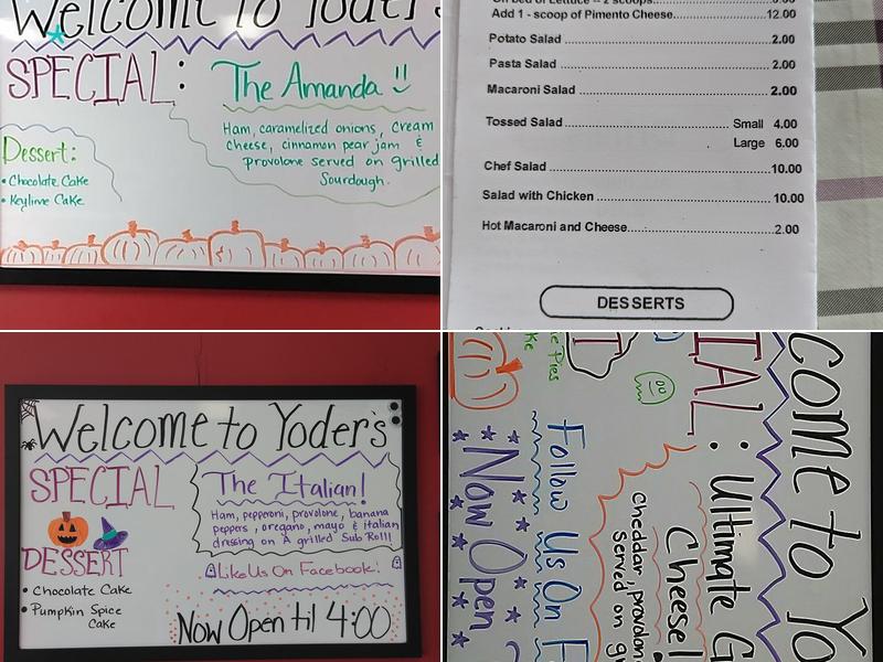 Yoder's Sandwich Shoppe Menu