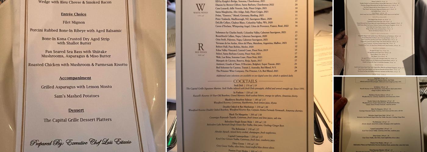 The Capital Grille Menu