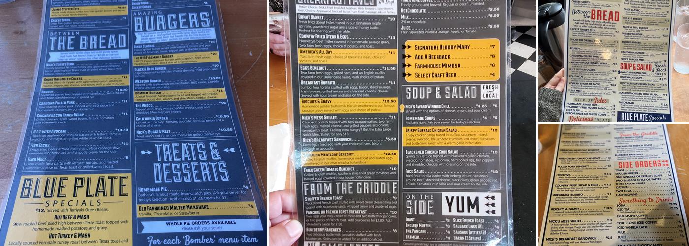Nick's Downtown Diner Menu