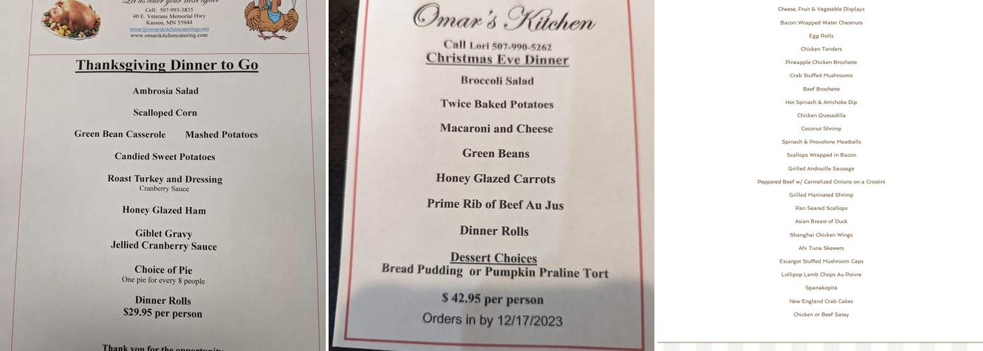 Omar's Cafe Menu