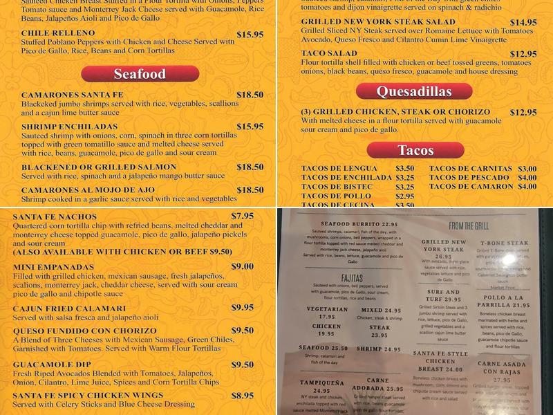 Santa Fe Menu