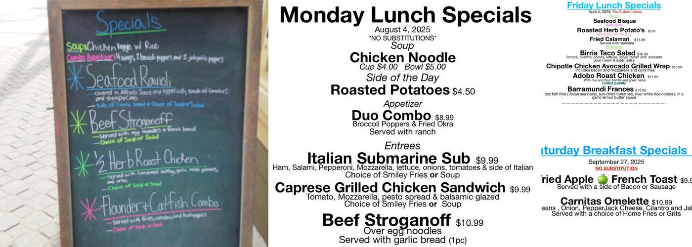 The Corner Cafe Menu