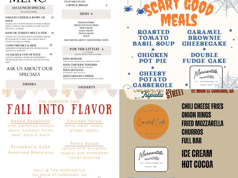 The Concord Cafe Menu