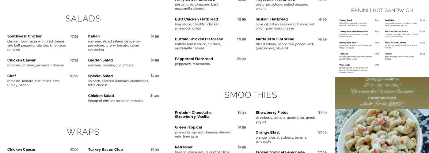 Jacobs Hemp Bar Menu