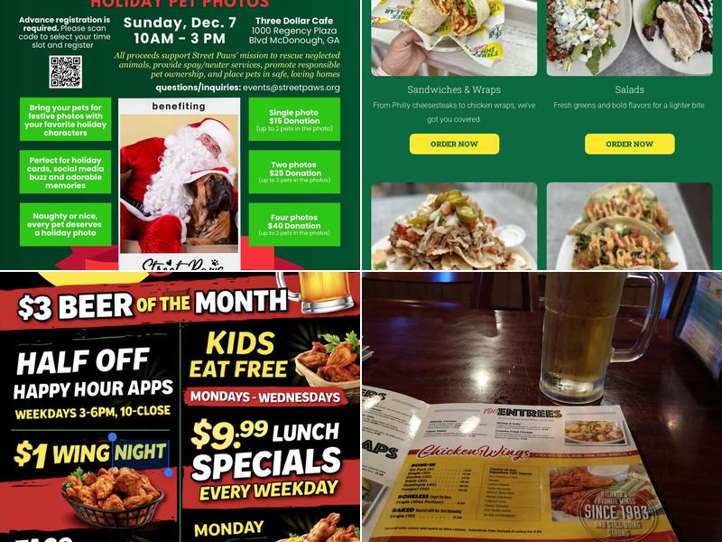 Three Dollar Cafe Menu