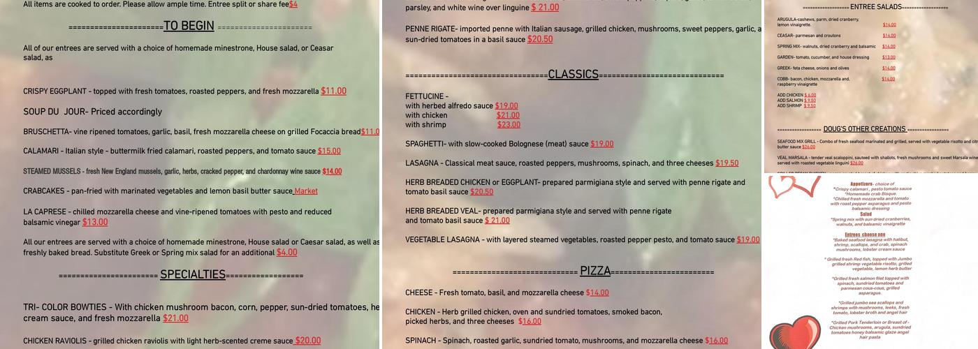 Pasta Max Cafe Menu