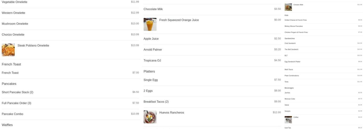 Murphys restaurant Menu