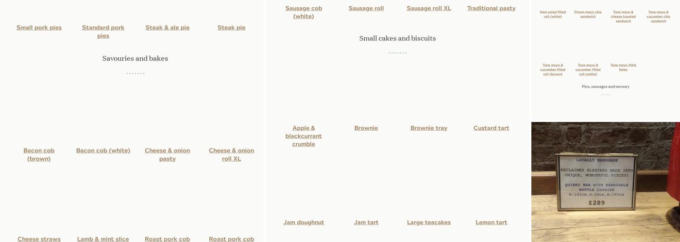 The Ashbourne Gingerbread Shop Menu