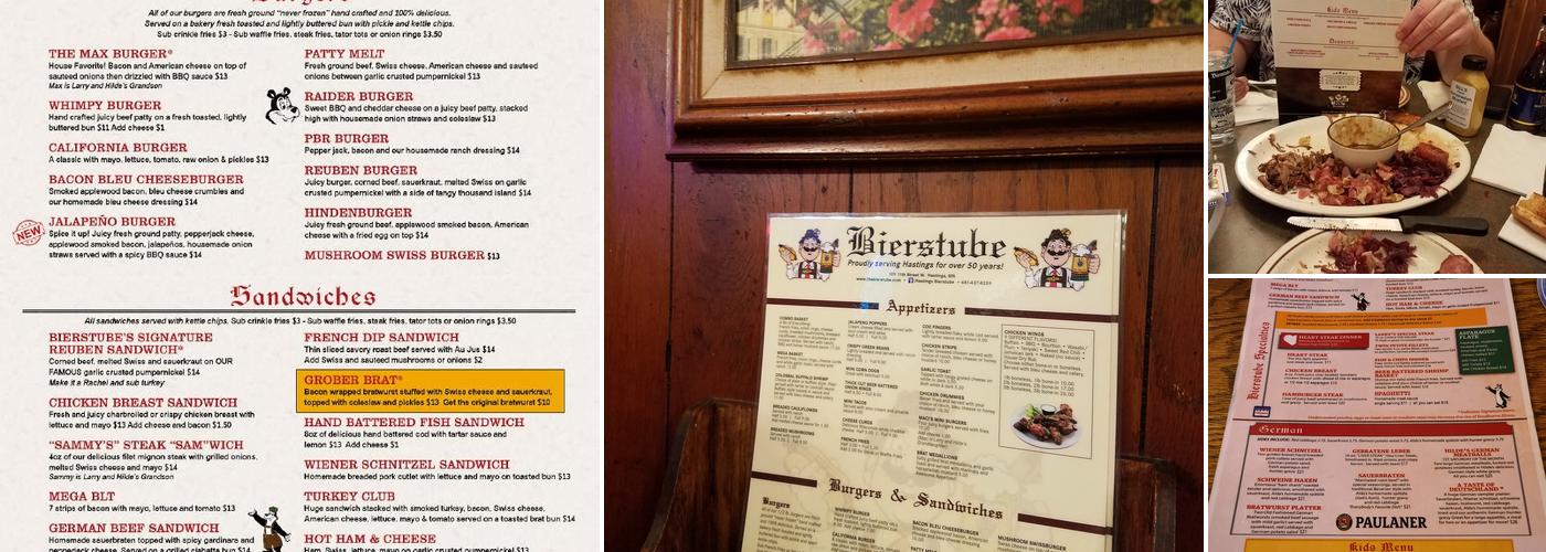 Hastings Bierstube Menu