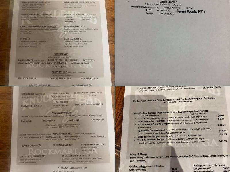 Knucklehead Cafe Menu