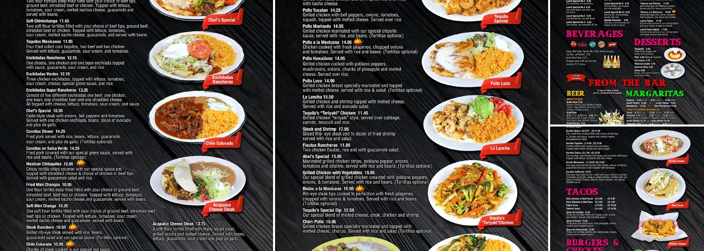 Tequila Mexican Restaurant Menu