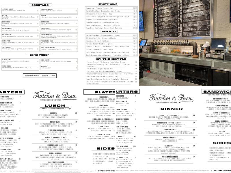 Butcher & Brew Menu