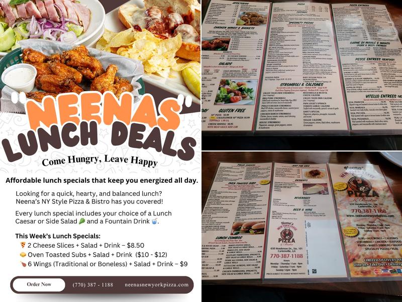Neena's New York Style Pizza & Bistro Menu