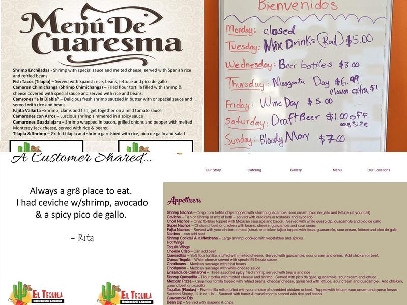 El Tequila Mexican Restaurant Menu
