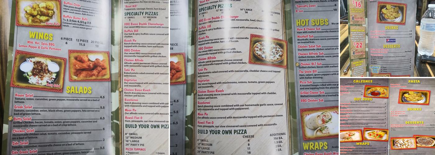 Uncle Bill's Pizzeria Menu