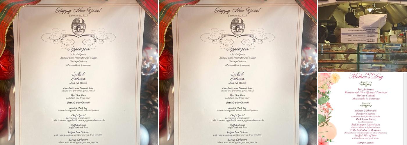 Sam's Italian Ristorante Menu