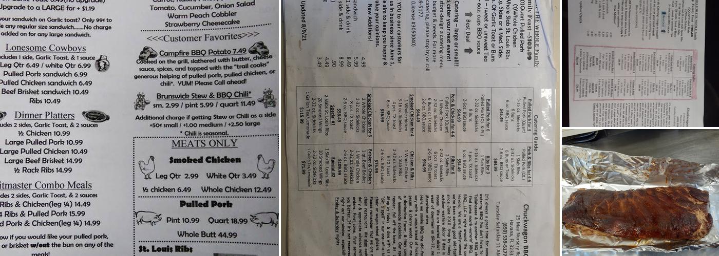 Chuckwagon BBQ, LLC Menu