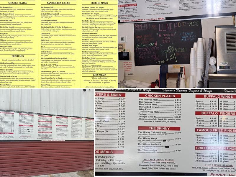 Damon's Famous Fingers & Wing Menu