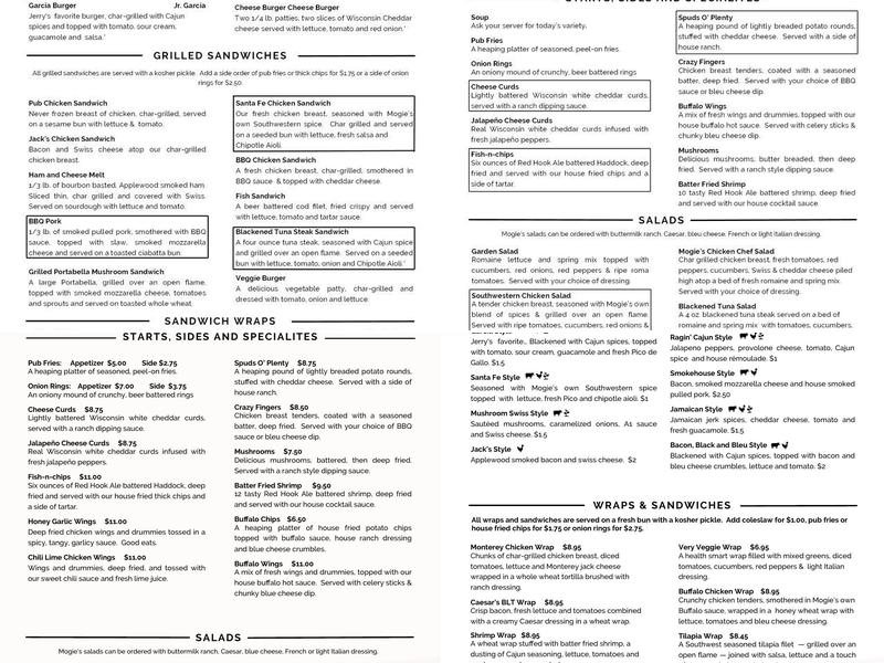 Mogie's Pub Menu
