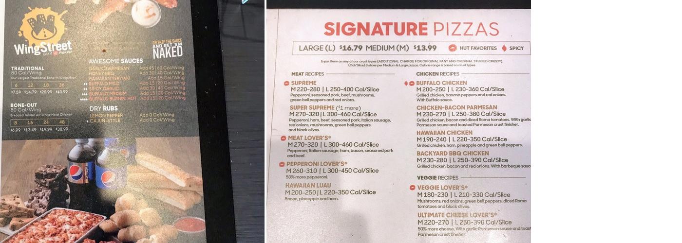 Pizza Hut Menu