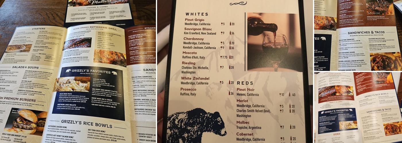 Grizzly's Wood-Fired Grill Menu