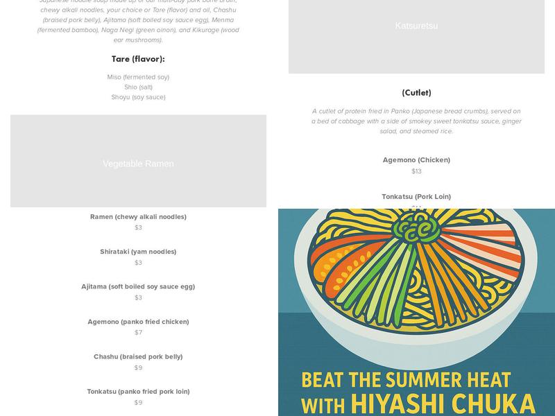 Tokyo Japanese Restaurant Menu