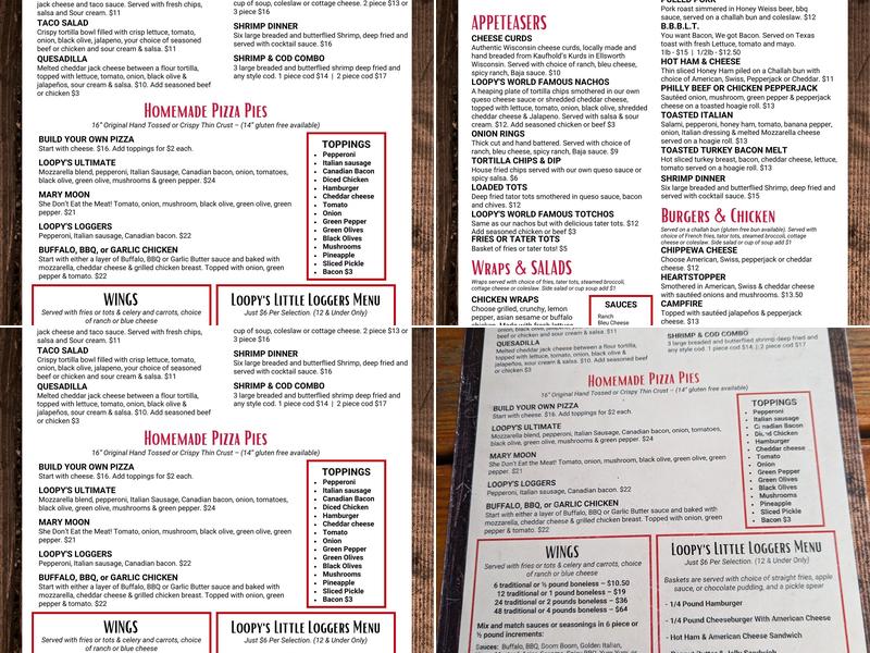 Loopy's Grill & Saloon Menu