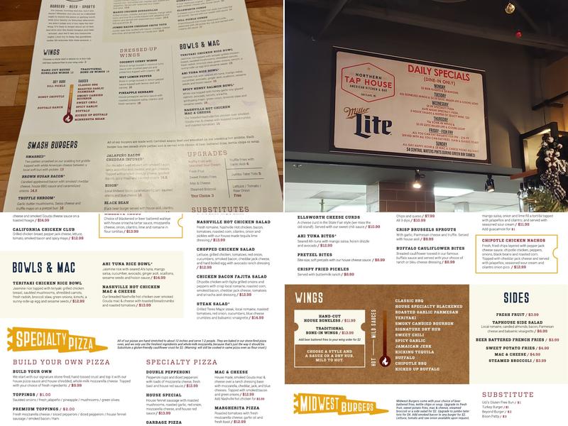 Northern Taphouse - Eau Claire Menu