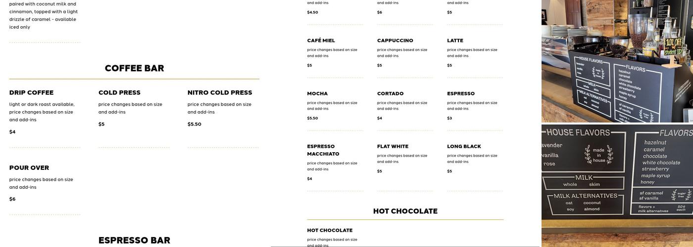 ECDC - Eau Claire Downtown Coffee Menu