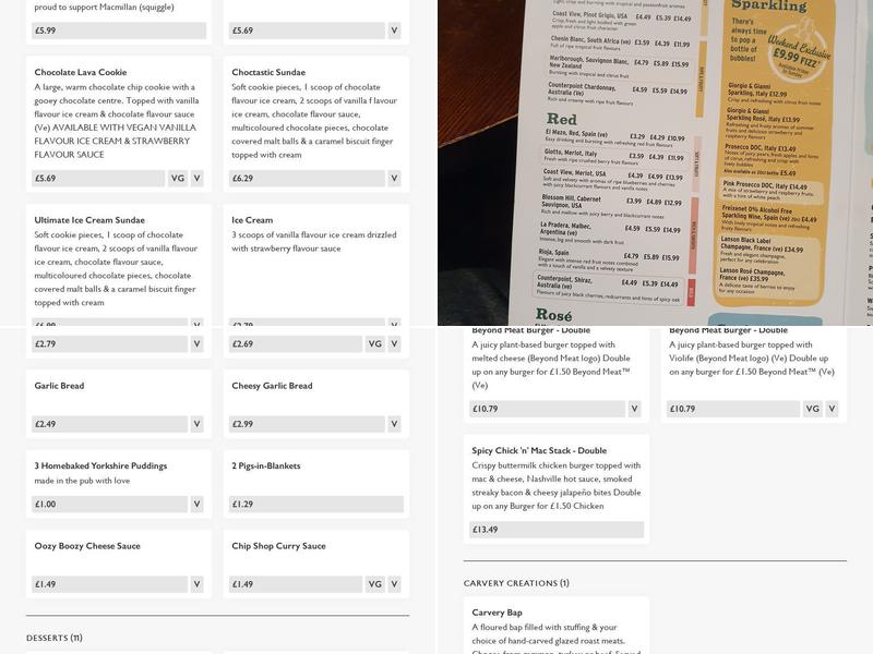 Old House At Home - Pub & Carvery Menu