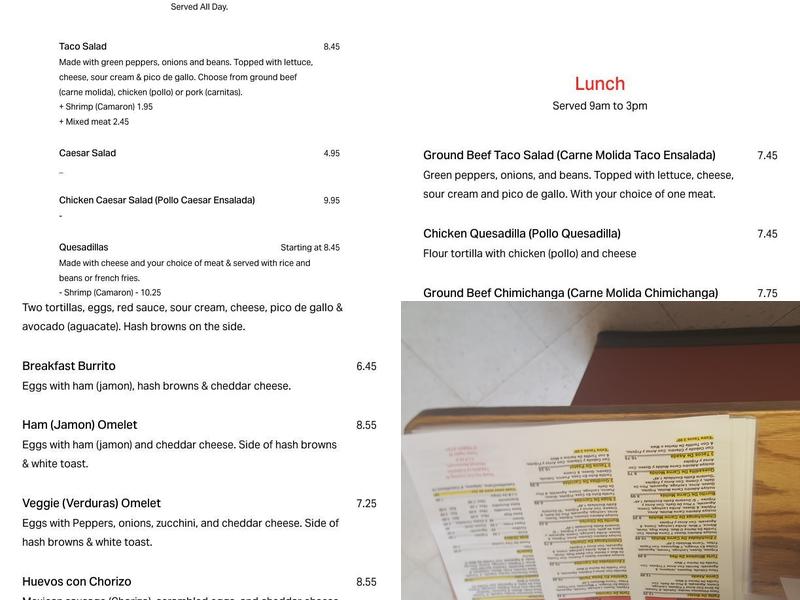 Taqueria La Poblanita Menu