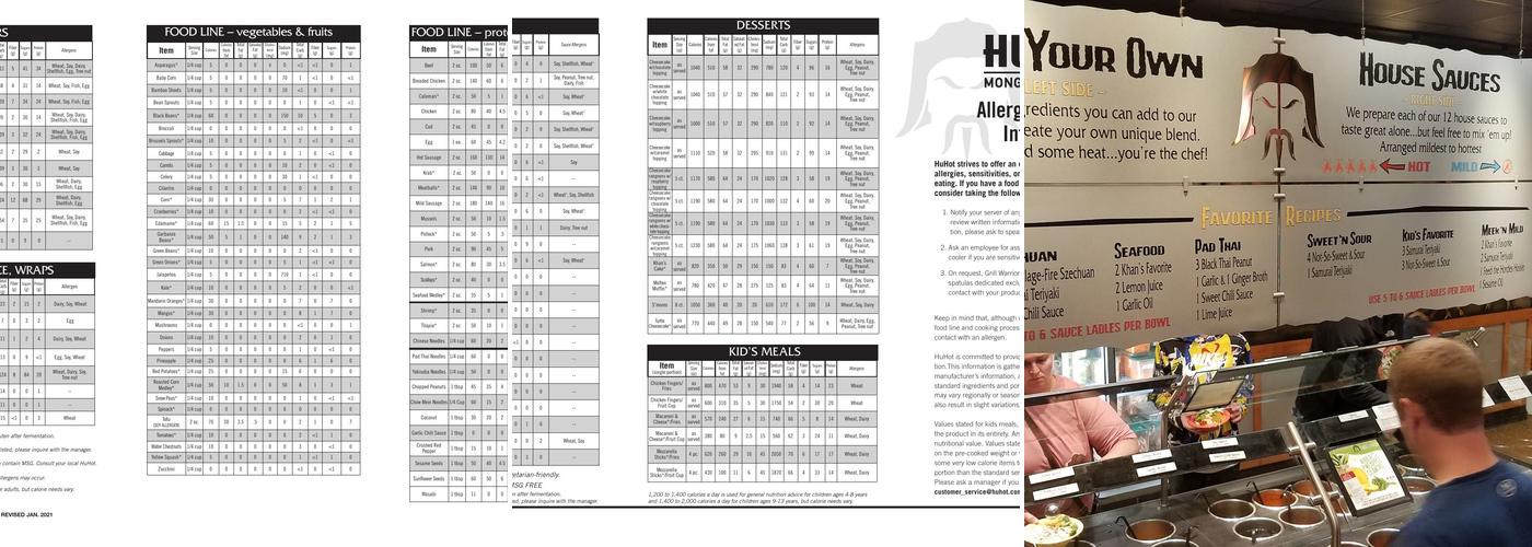 HuHot Mongolian Grill Menu