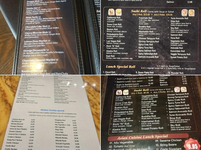 Ninja Japanese and Chinese Restaurant Menu