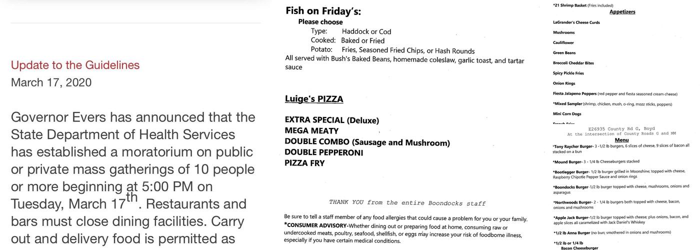 Boondock's Bar & Grill Menu