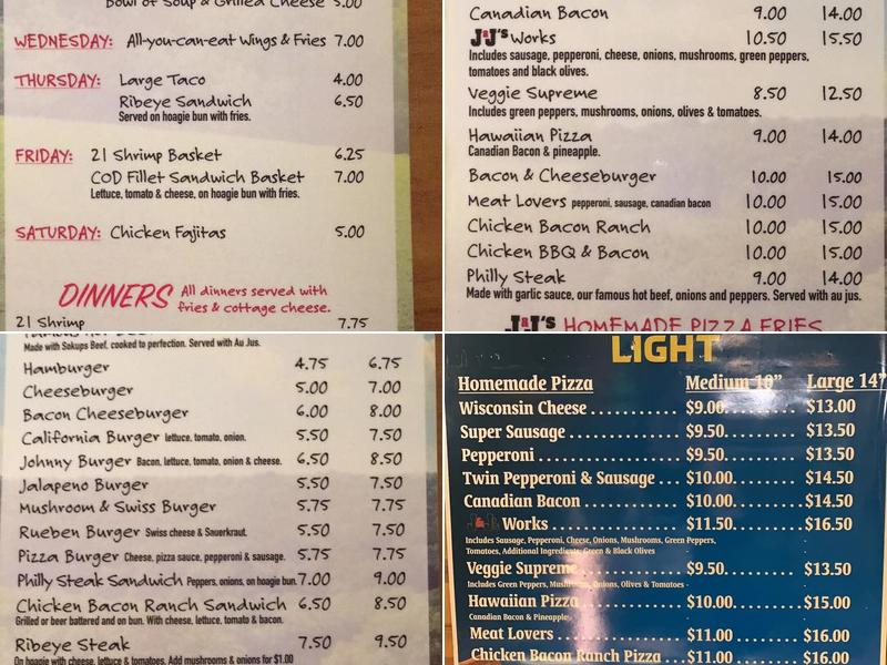 J & J's Sports Bar & Grill Menu