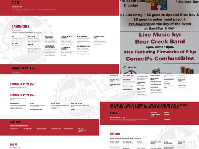 SandBar and Grill, LLC Menu