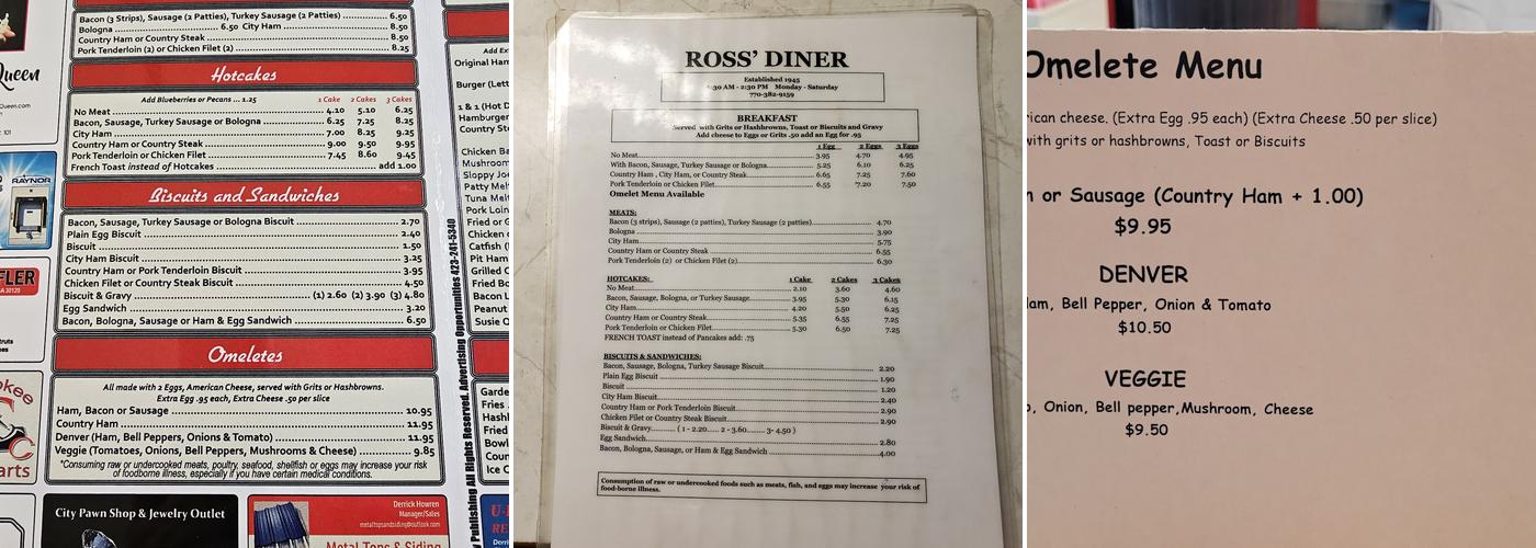 Ross Diner Menu