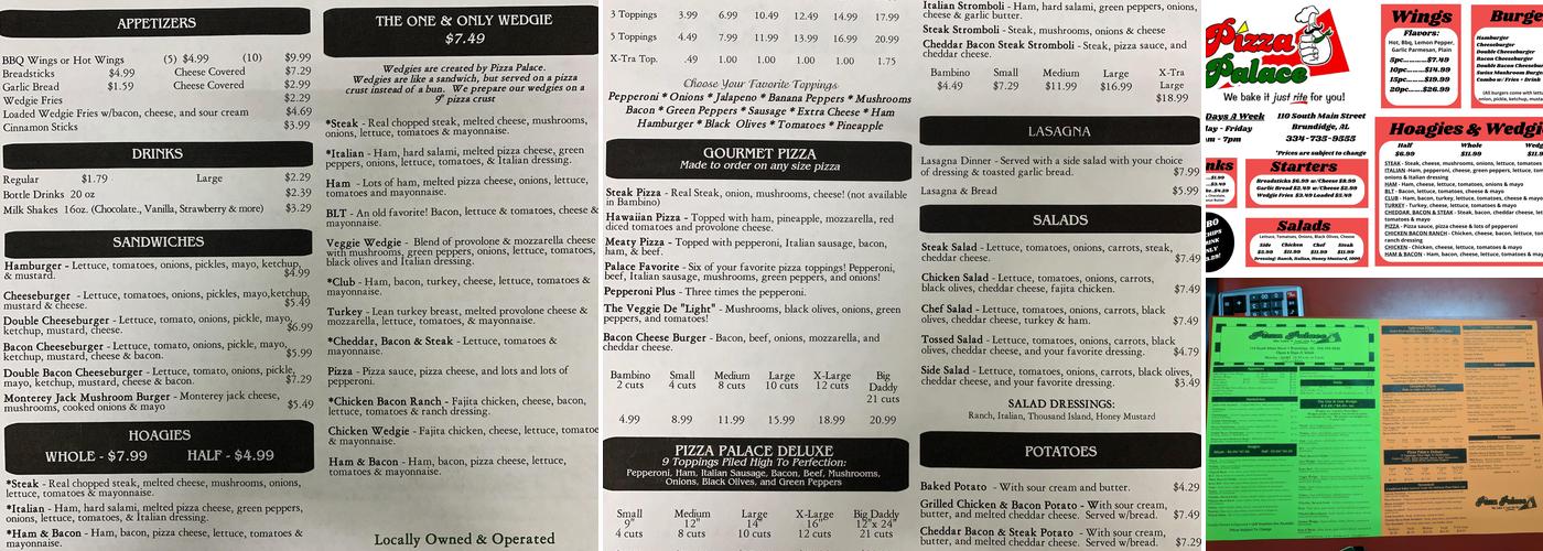 Pizza Palace Menu