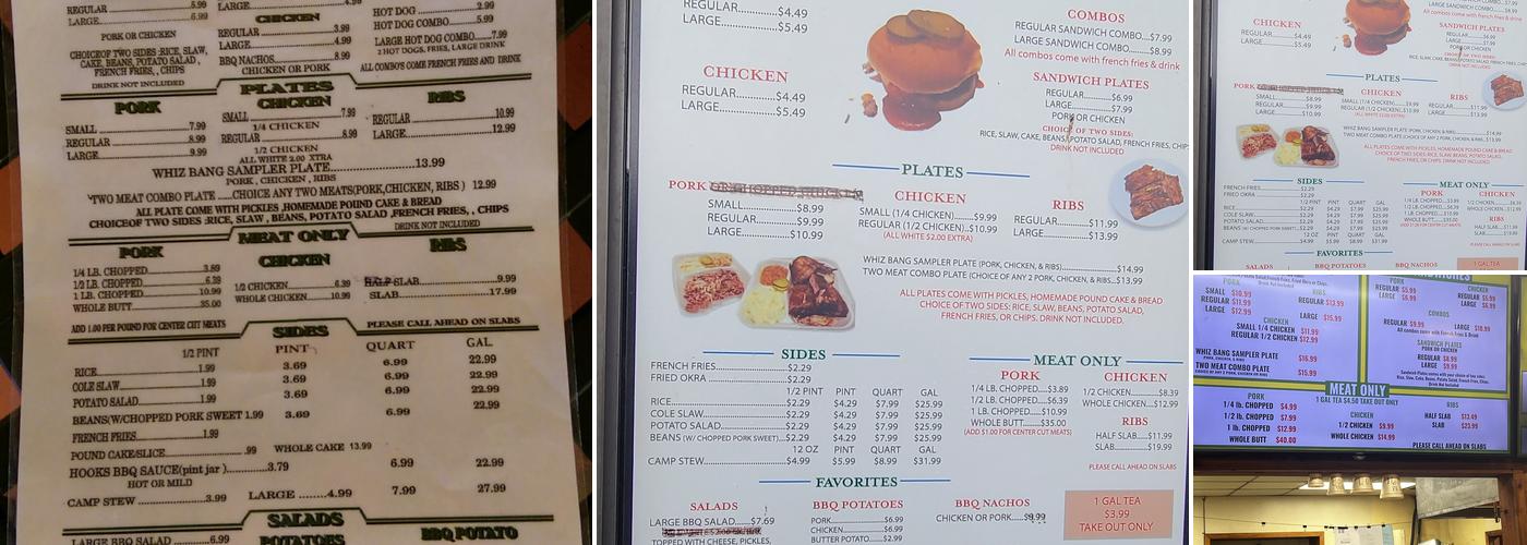 Hook's BBQ Menu
