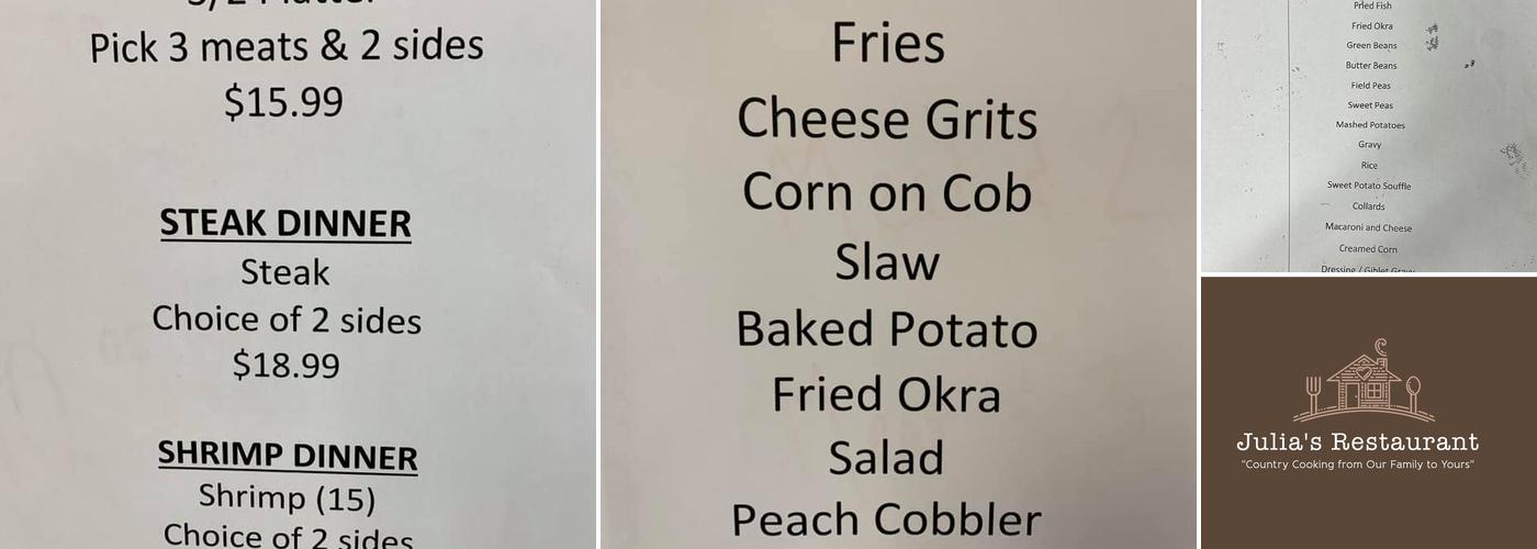 Julia's Restaurant Menu