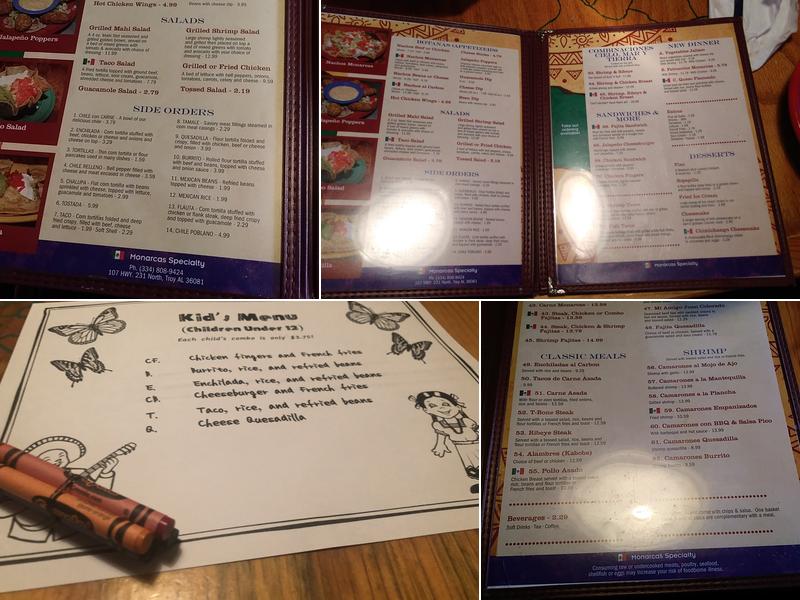 Monarcas Mexican Restaurant Menu