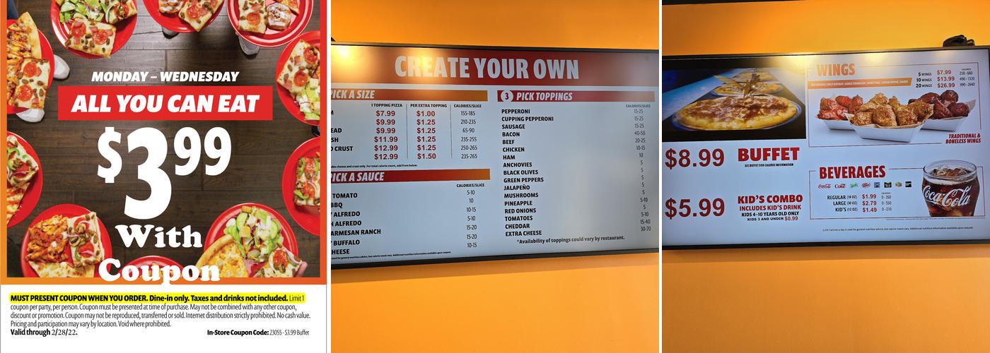 Cicis Pizza Menu